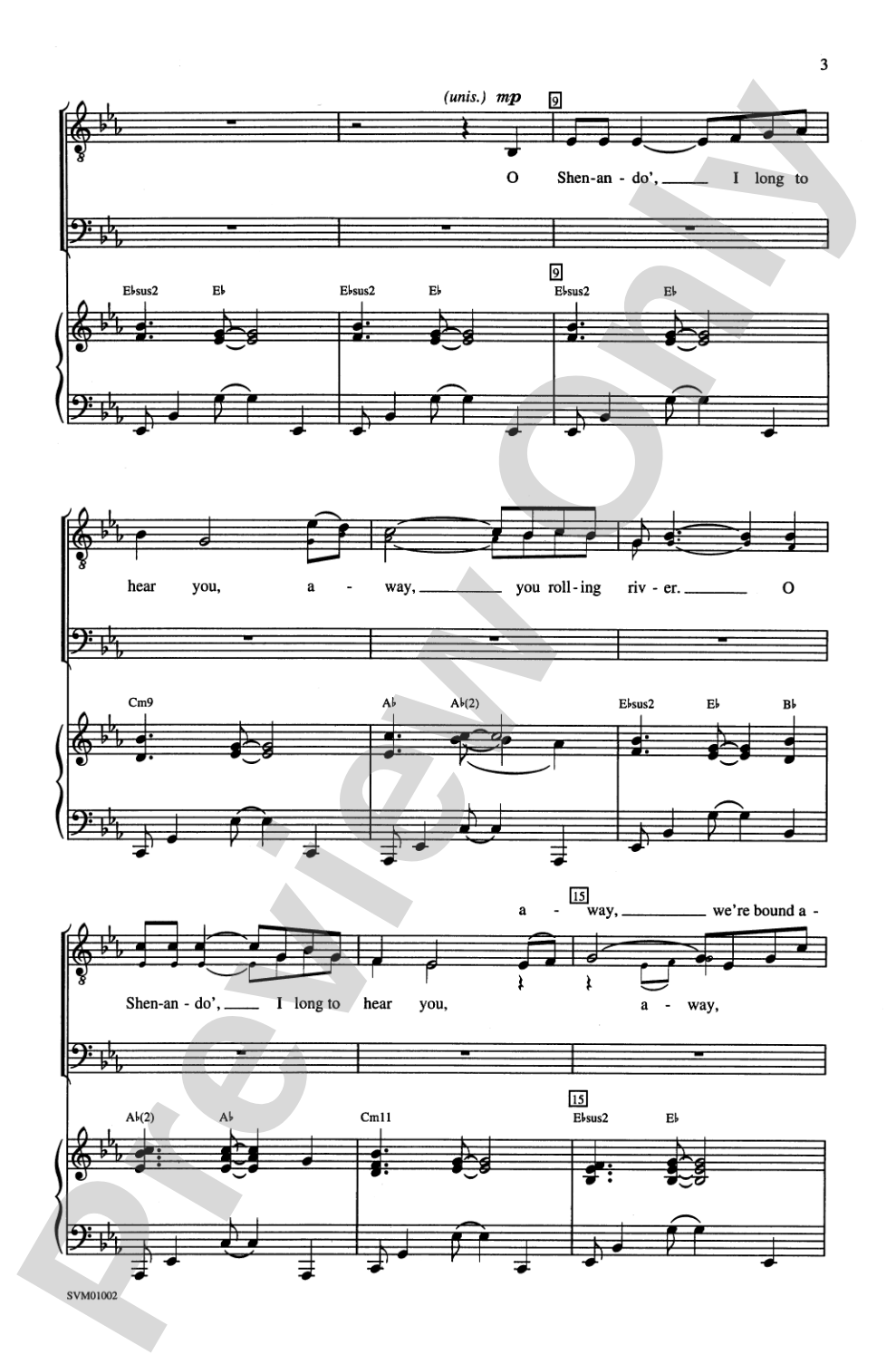 Shenandoah: T(T)BB Choral Octavo