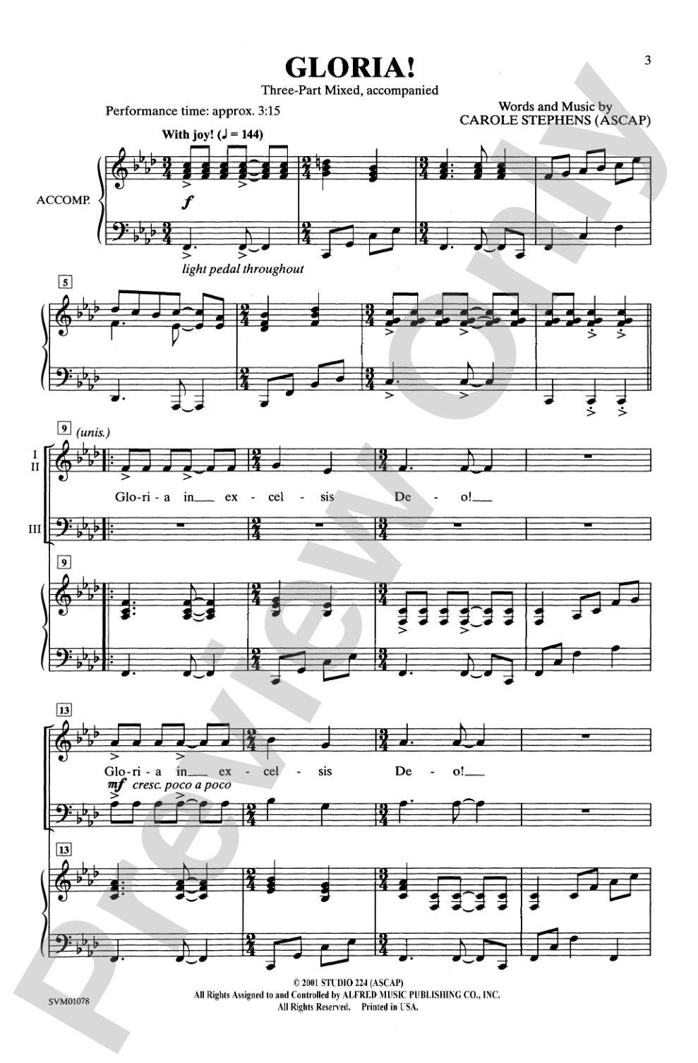 Gloria!: 3-Part Mixed Choral Octavo