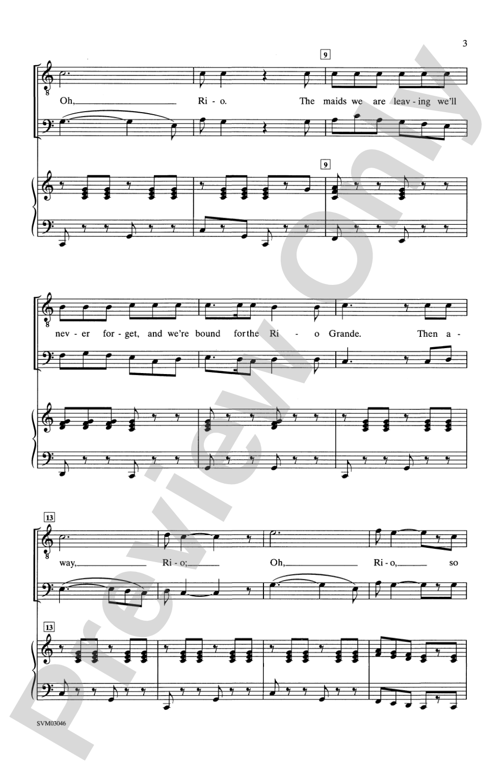 Bound for the Rio Grande: TB Choral Octavo