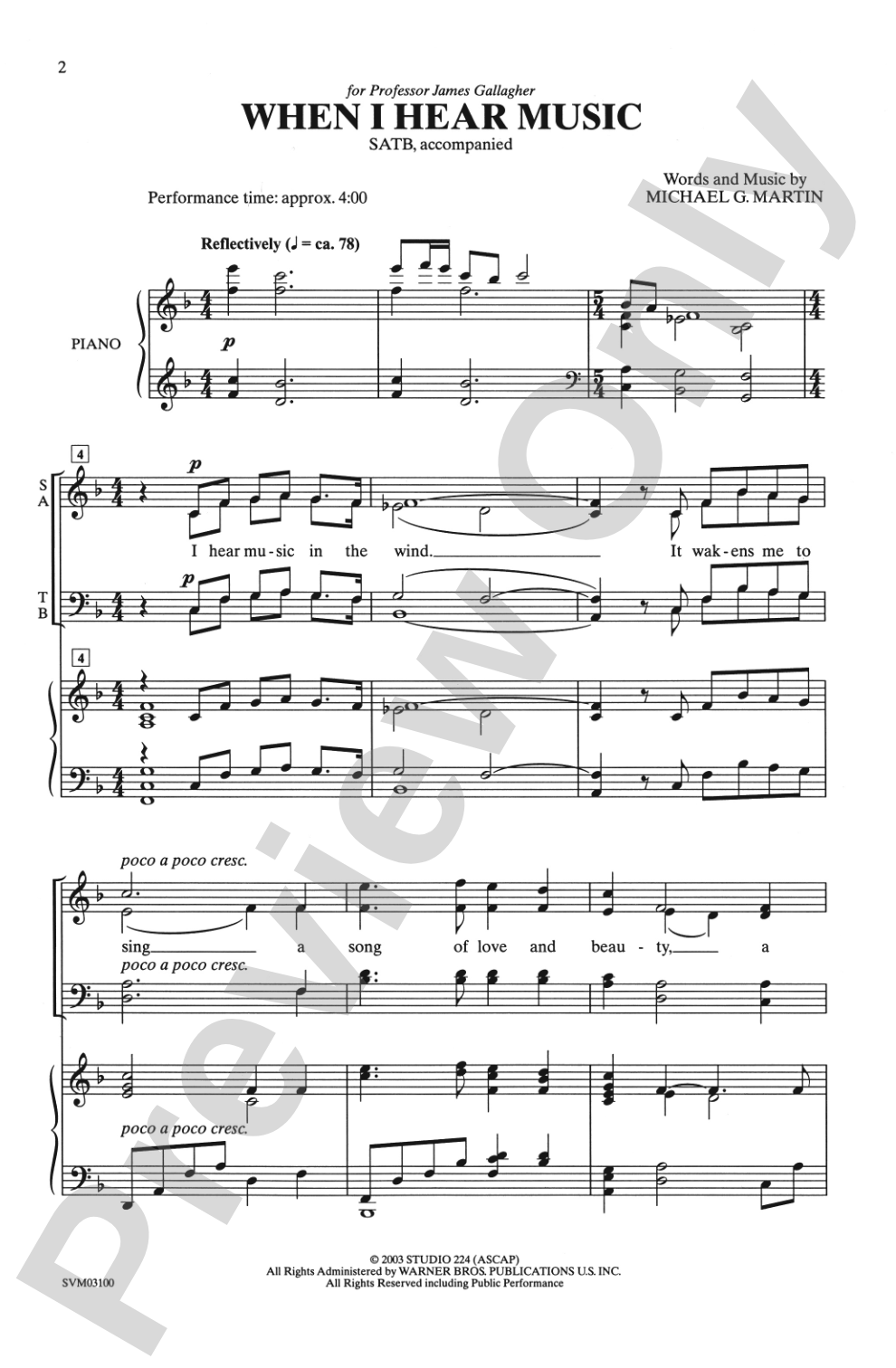 When I Hear Music: SATB Choral Octavo
