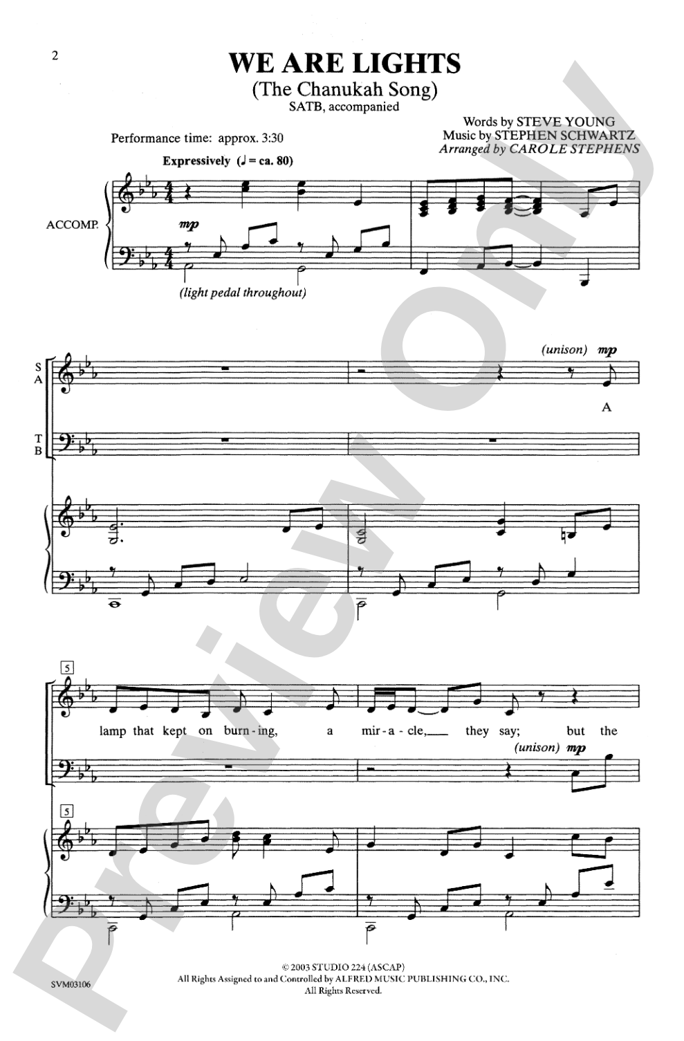 We Are Lights (The Chanukah Song): SATB Choral Octavo