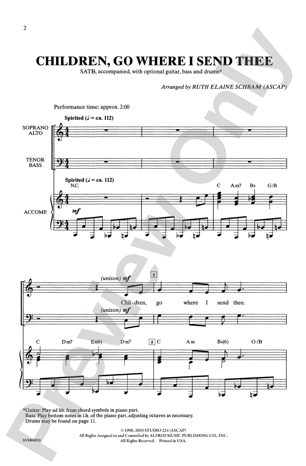 Children, Go Where I Send Thee: SATB Choral Octavo