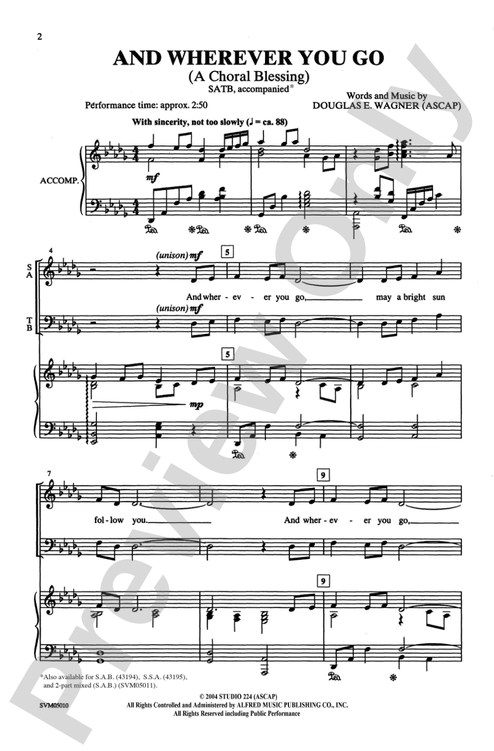 And Wherever You Go: SATB Choral Octavo