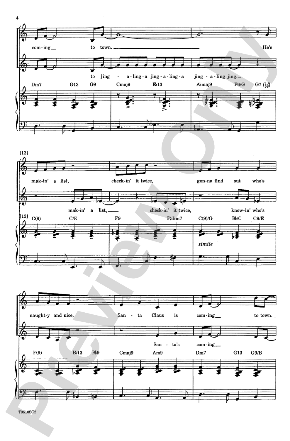 Santa Claus Is Coming to Town: SSA Choral Octavo