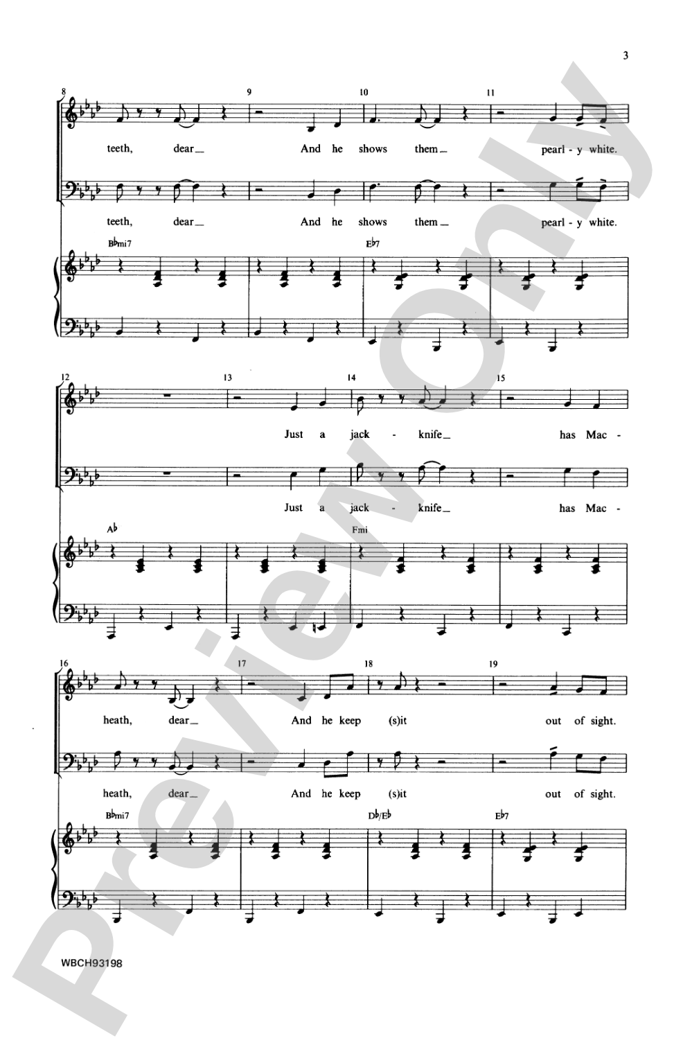 Mack the Knife: SATB Choral Octavo