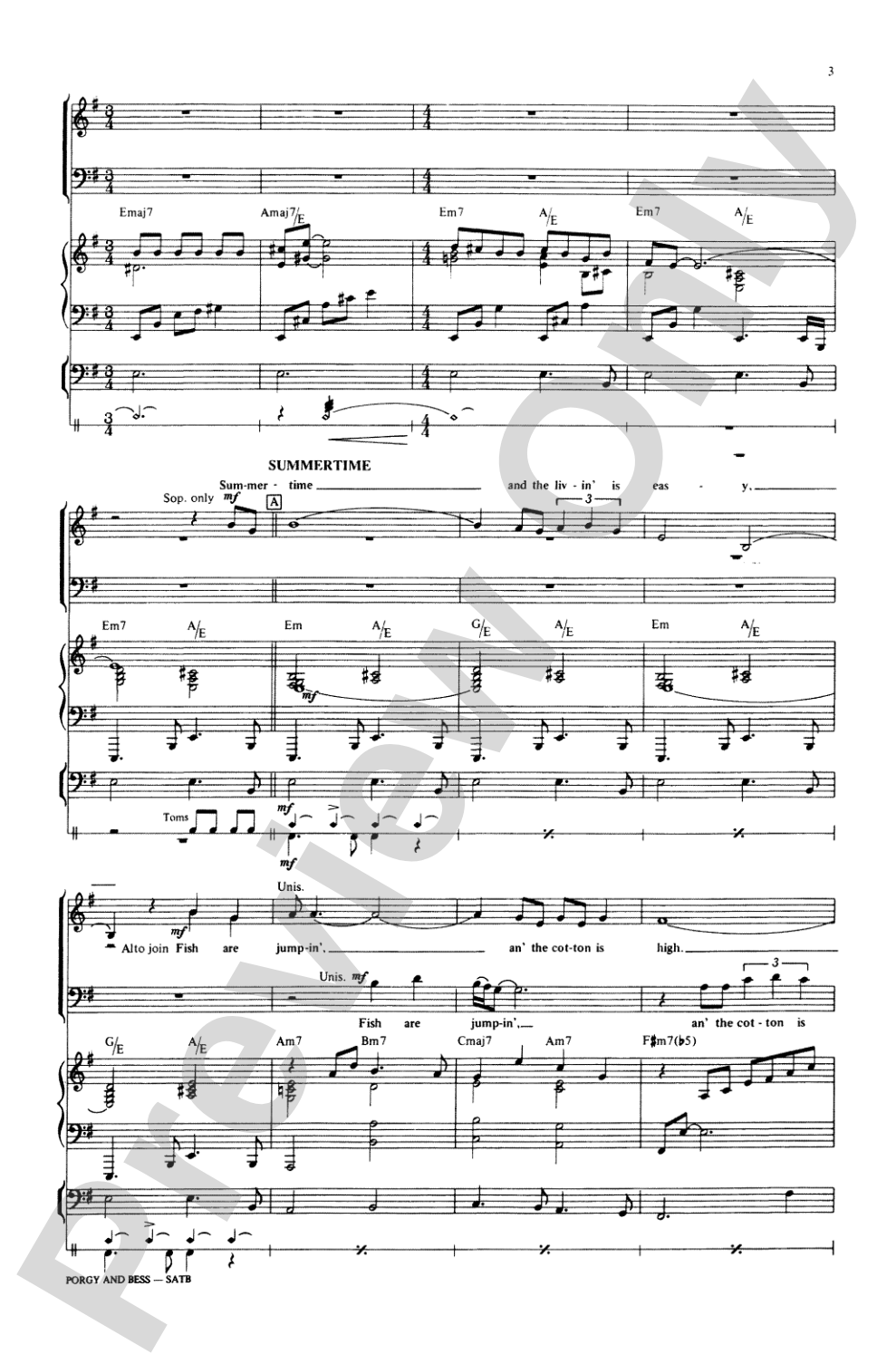 Porgy & Bess (Medley): SATB Choral Octavo