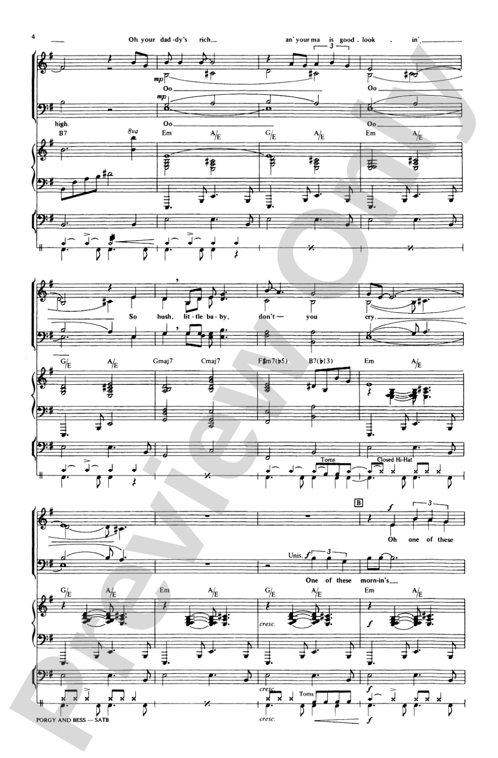 Porgy & Bess (Medley): SATB Choral Octavo