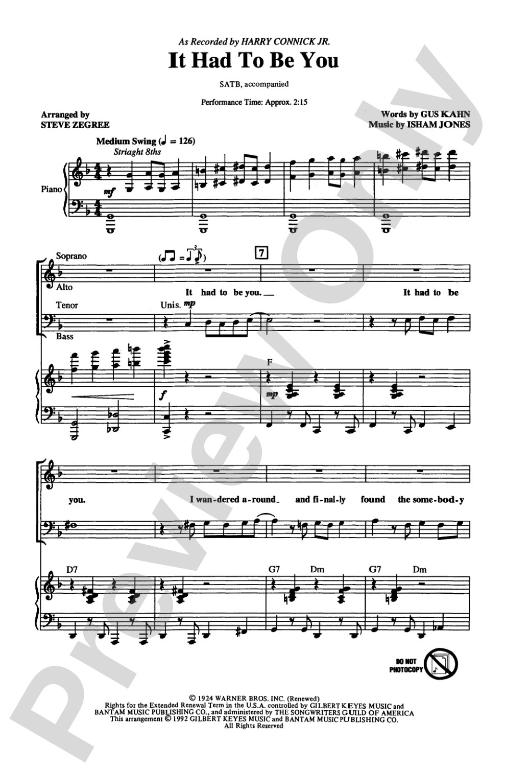 It Had to Be You: SATB Choral Octavo