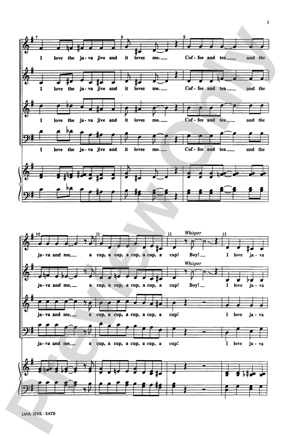 Java Jive: SATB, <I>a cappella</I> Choral Octavo
