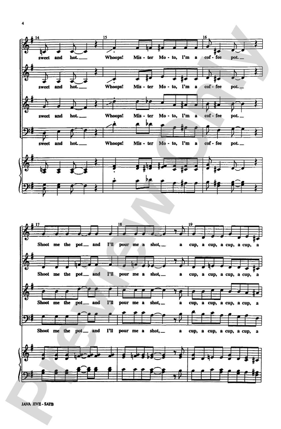 Java Jive: SATB, <I>a cappella</I> Choral Octavo