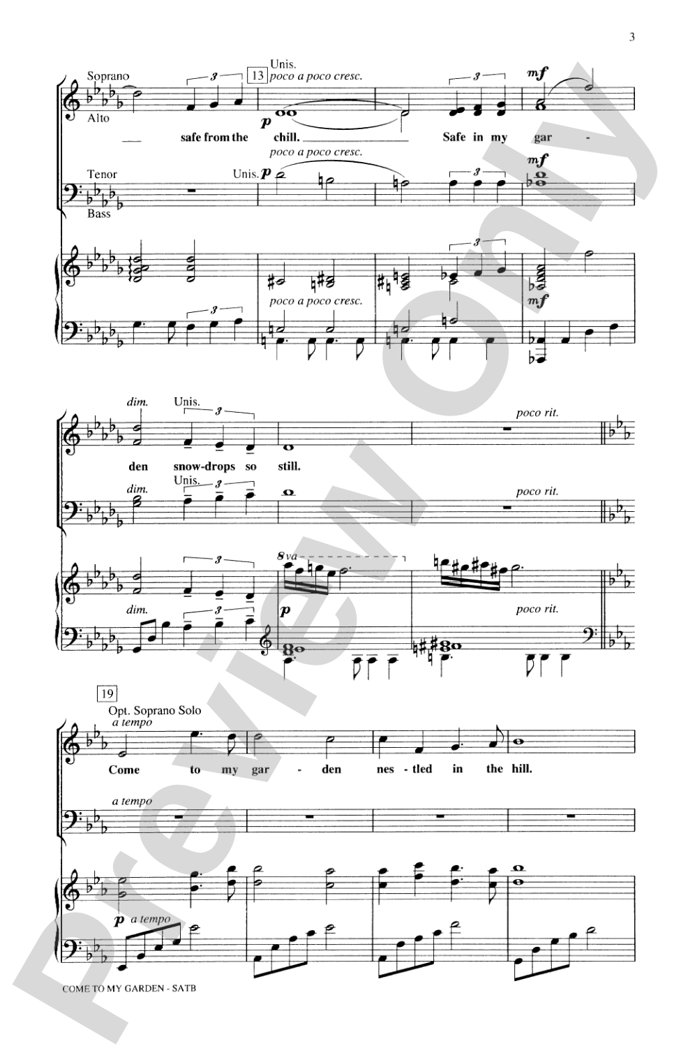 Come to My Garden (from <I>The Secret Garden</I>): SATB Choral Octavo