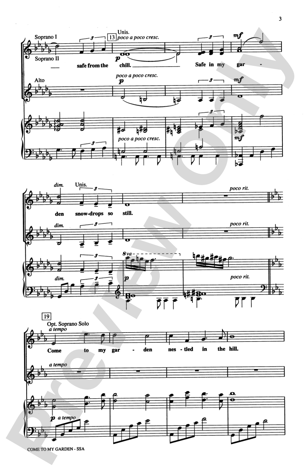 Come to My Garden (from <I>The Secret Garden</I>): SSA Choral Octavo
