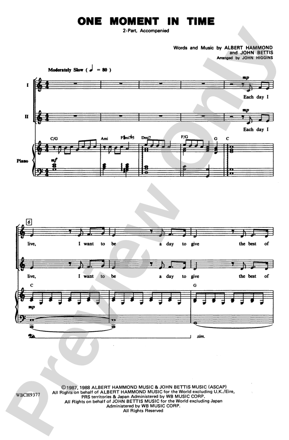 One Moment in Time: 2-Part Choral Octavo