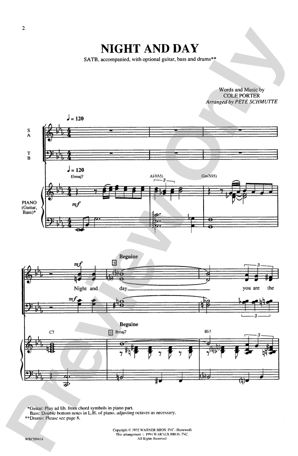 Night and Day: SATB Choral Octavo