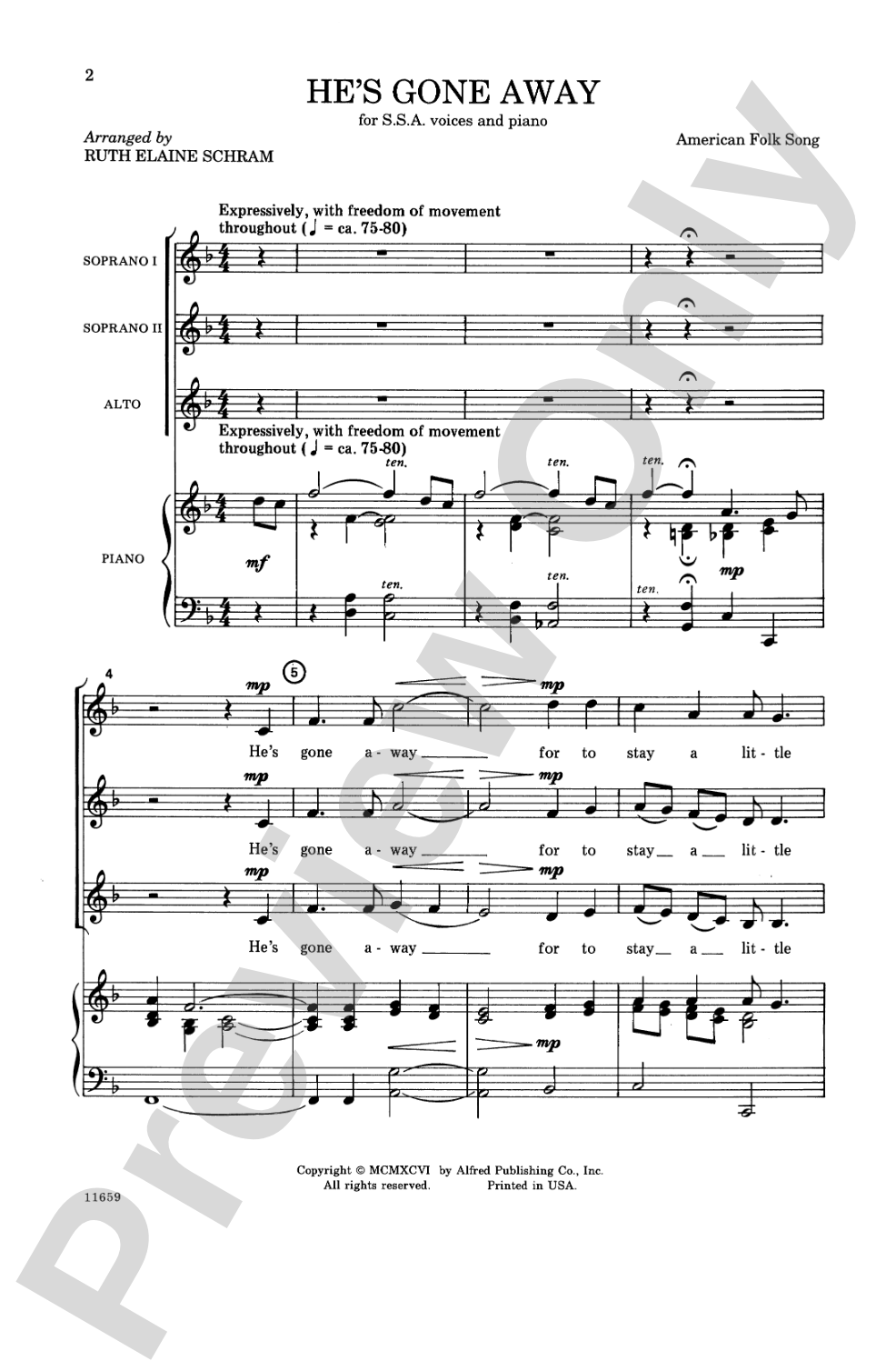 He's Gone Away: SSA Choral Octavo
