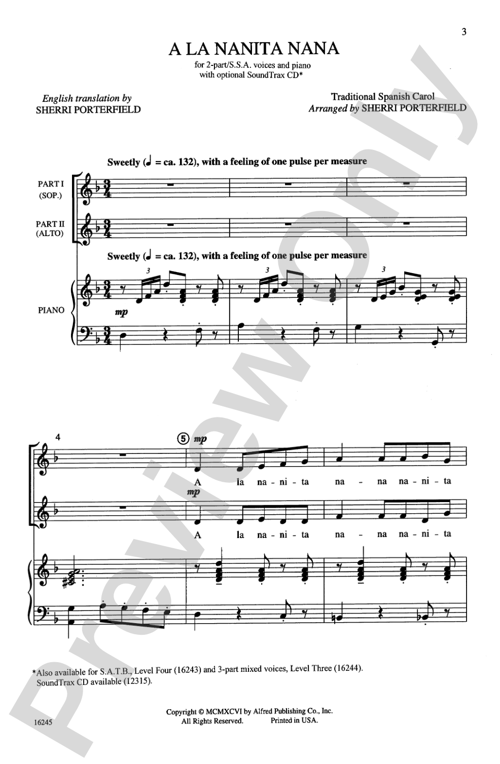 A La Nanita Nana: 2-Part/SSA Choral Octavo