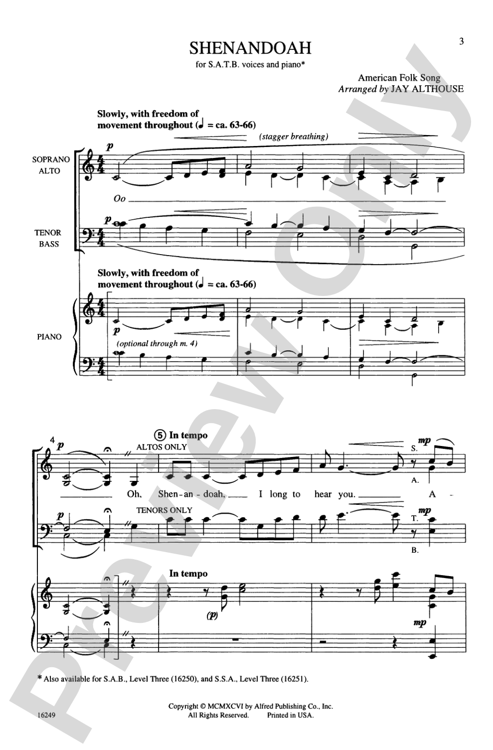 Shenandoah: SATB Choral Octavo