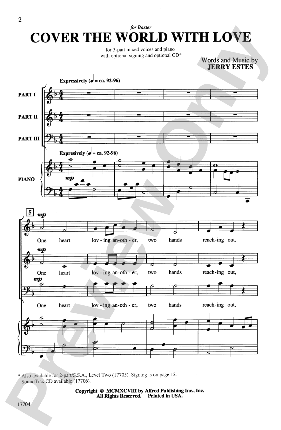 Cover the World with Love: 3-Part Mixed (with Sign Language) Choral Octavo