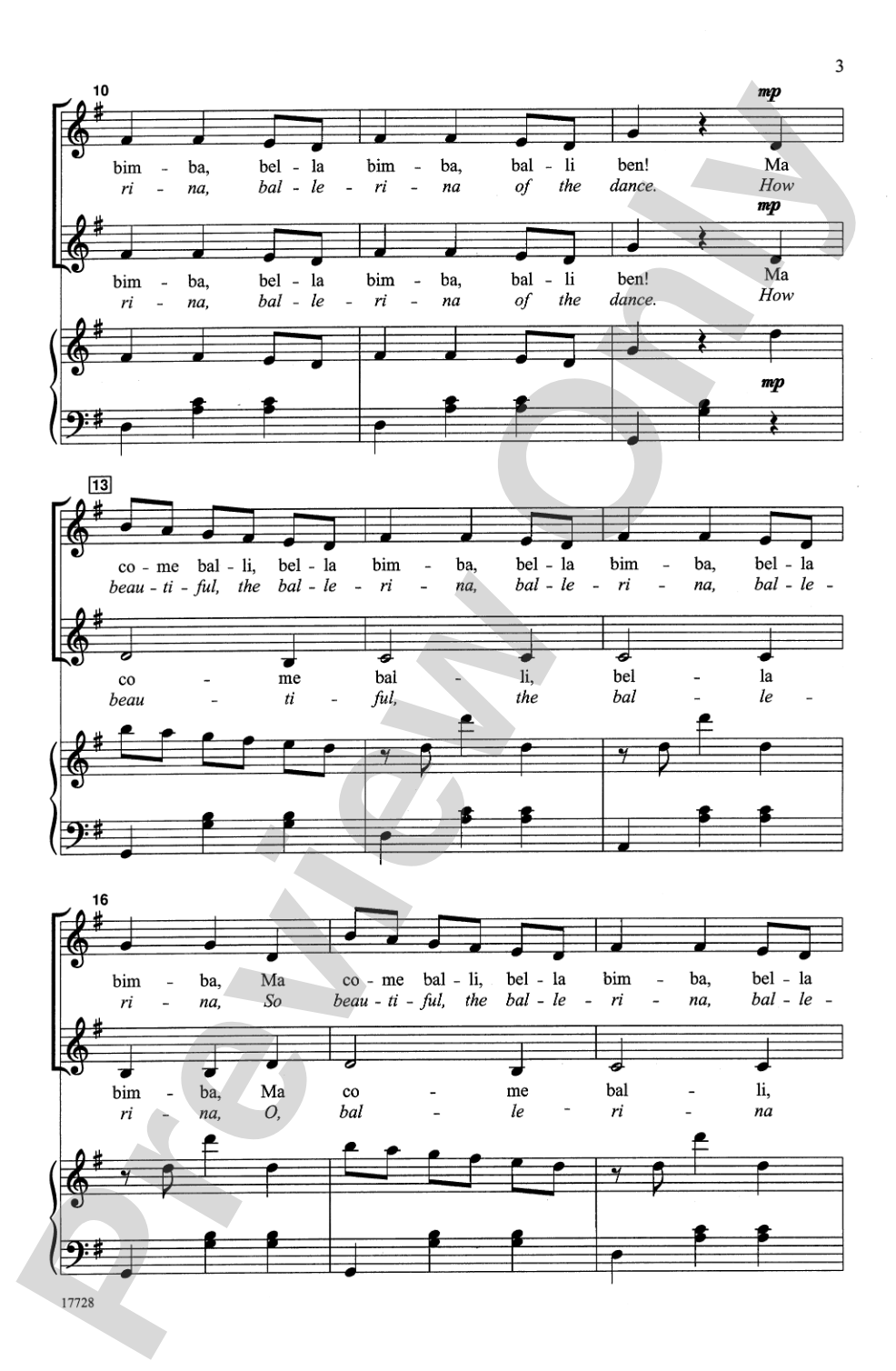 Ma Bella Bimba: 2-Part Choral Octavo