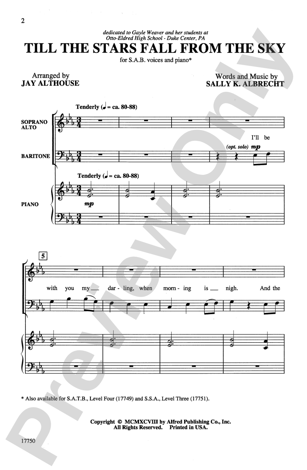Till the Stars Fall from the Sky: SAB Choral Octavo