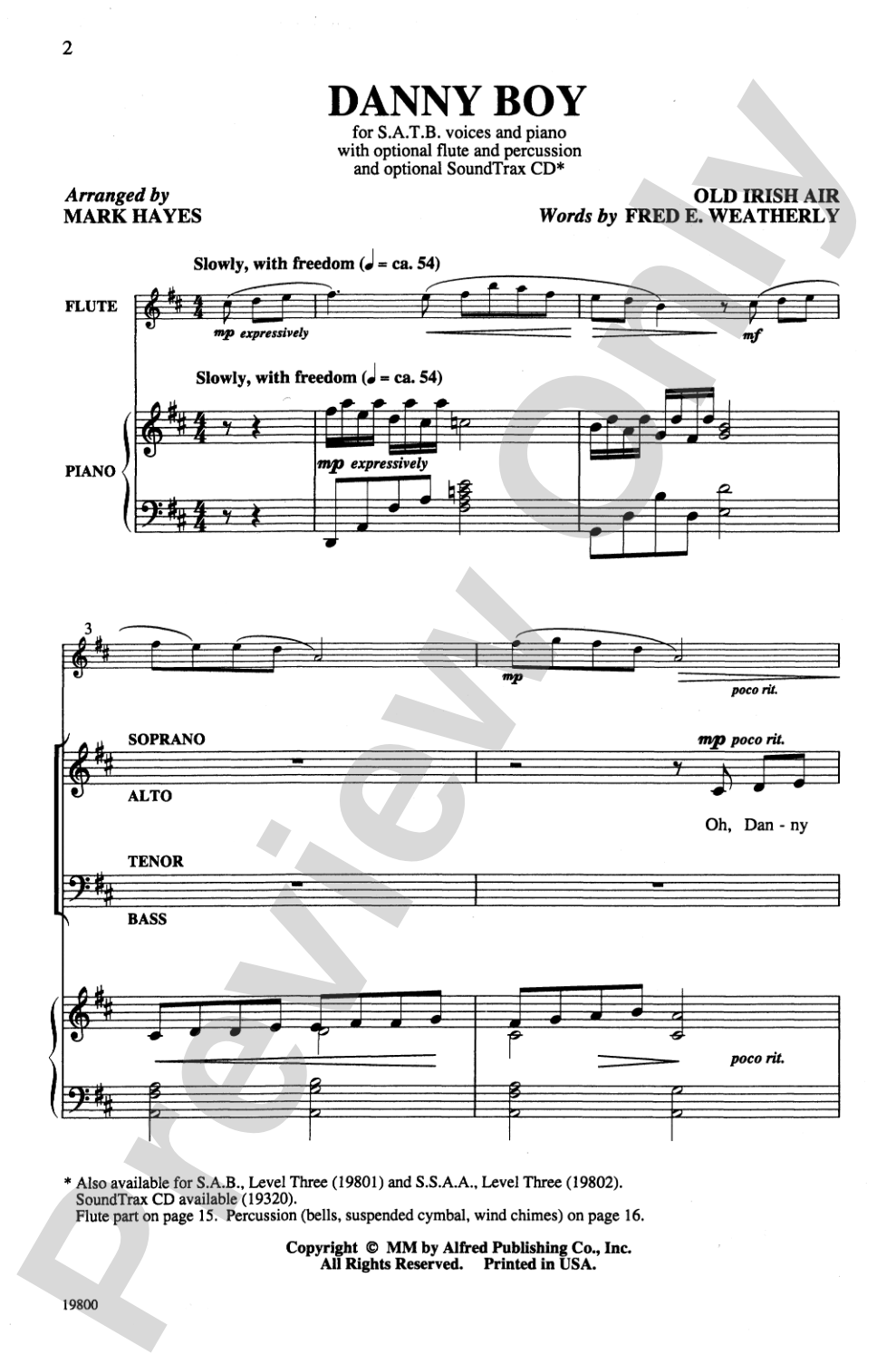 Danny Boy: SATB Choral Octavo