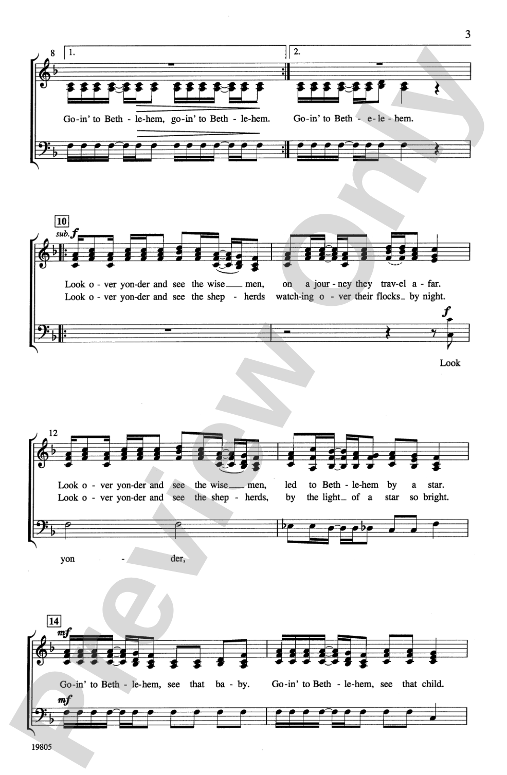 Goin' to Bethlehem: SSAB, <I>a cappella</I> Choral Octavo