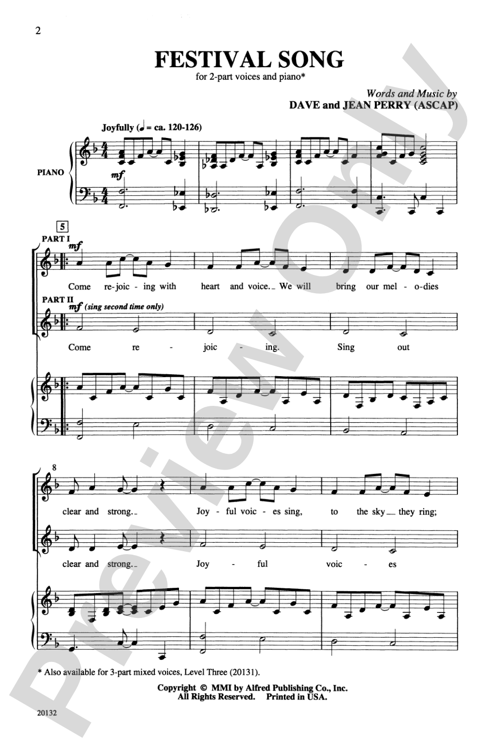 Festival Song: 2-Part Choral Octavo