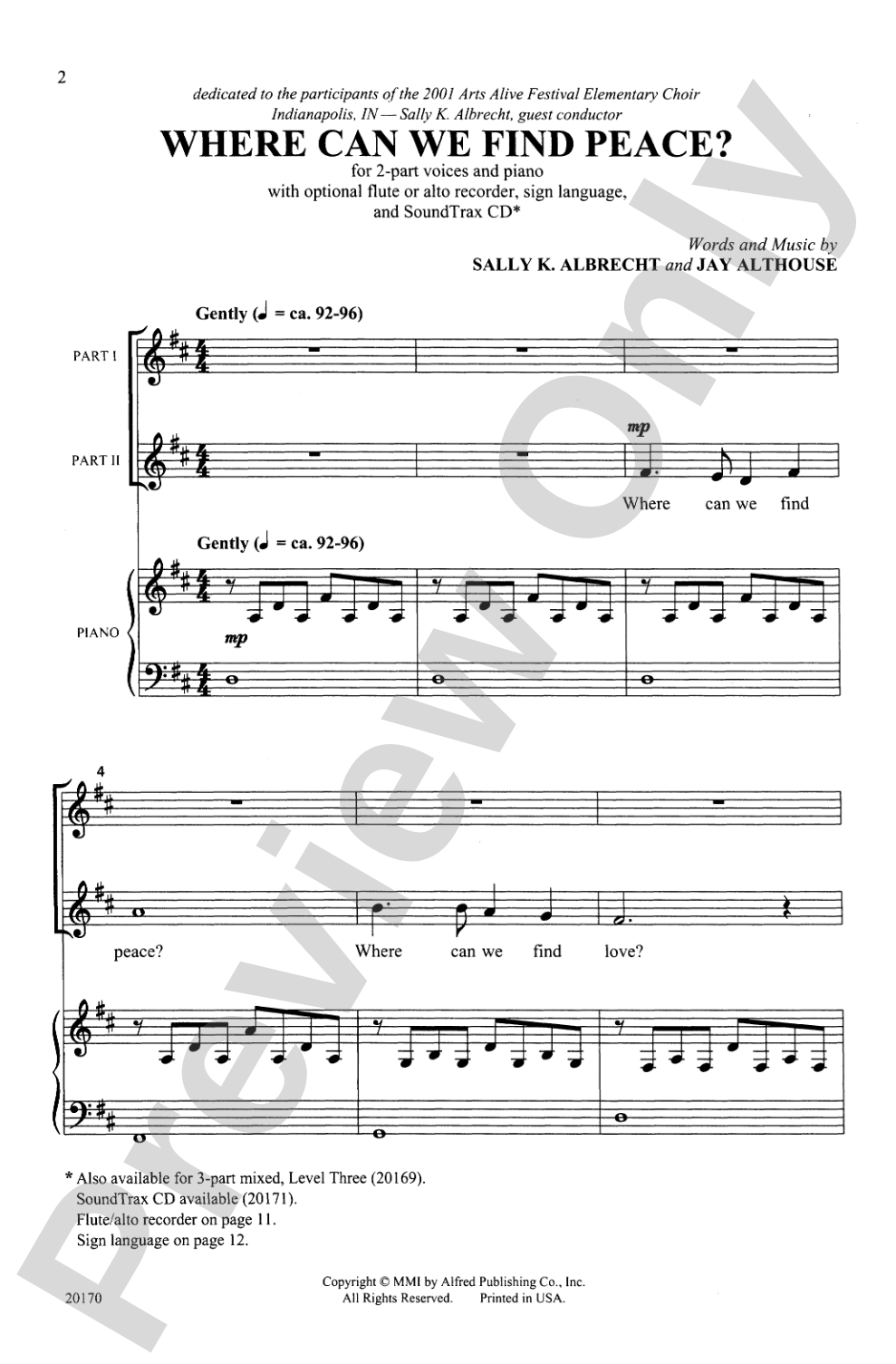 Where Can We Find Peace?: 2-Part (with Opt. Sign Language) Choral Octavo