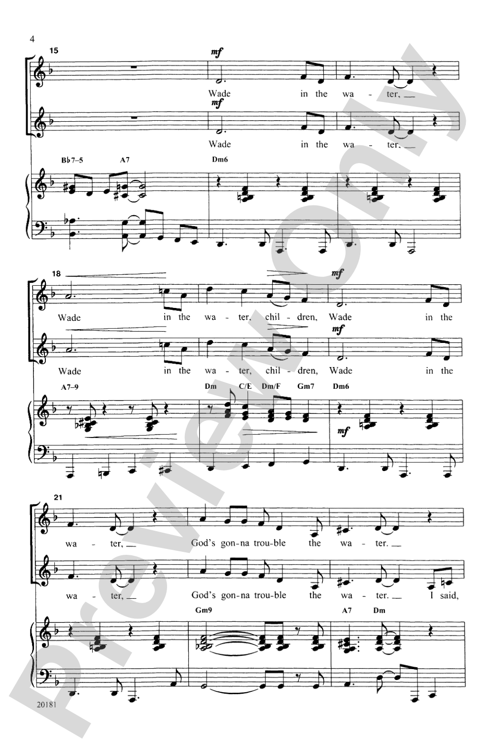 Wade in the Water: SSAA Choral Octavo