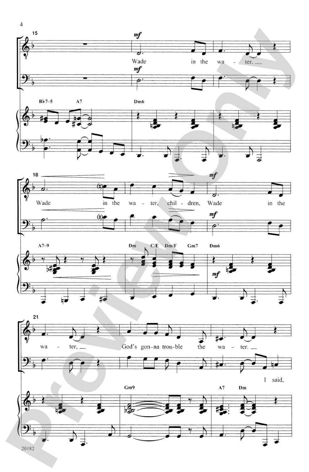 Wade in the Water: TTBB Choral Octavo