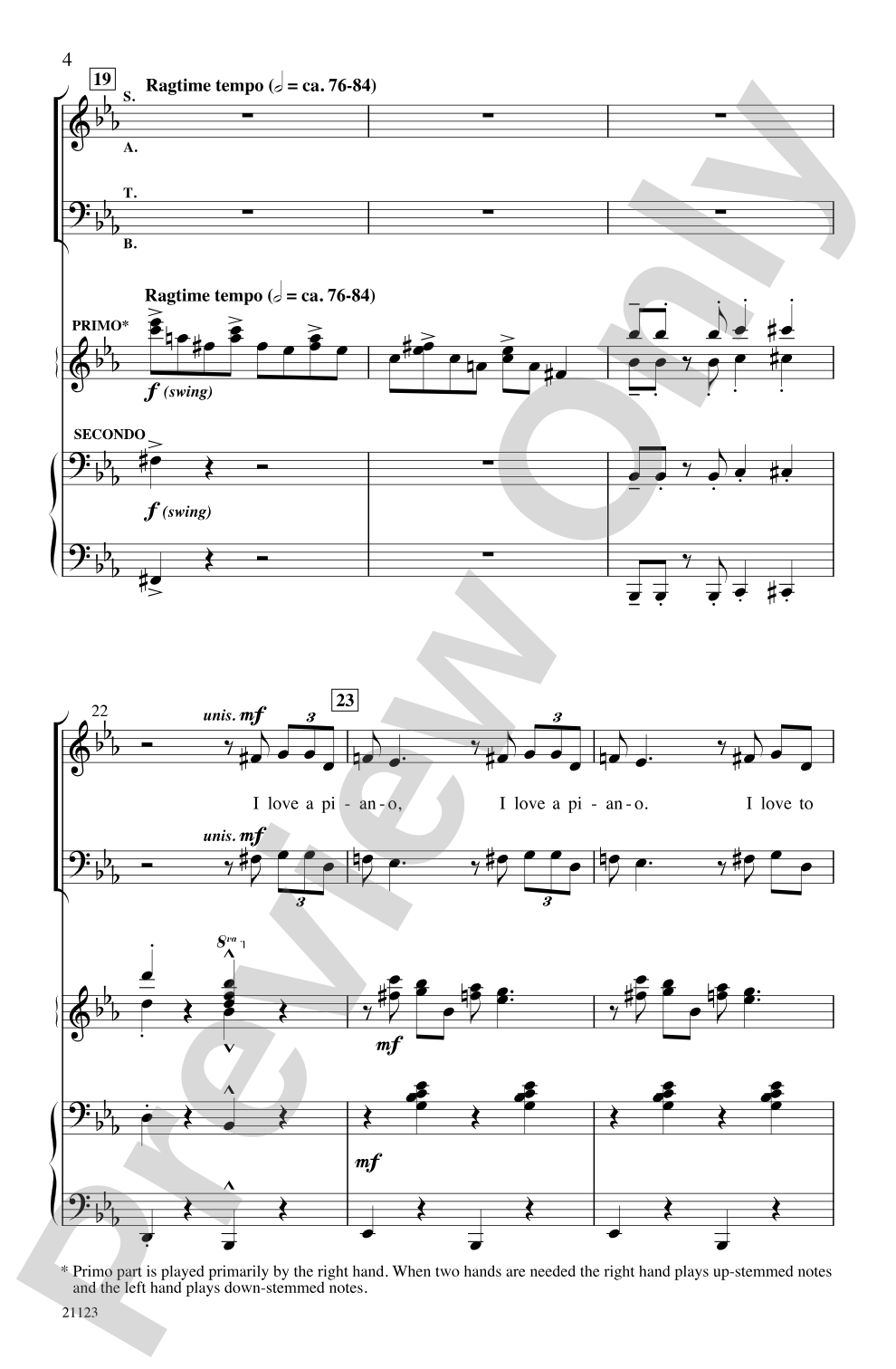 I Love a Piano: SATB Choral Octavo