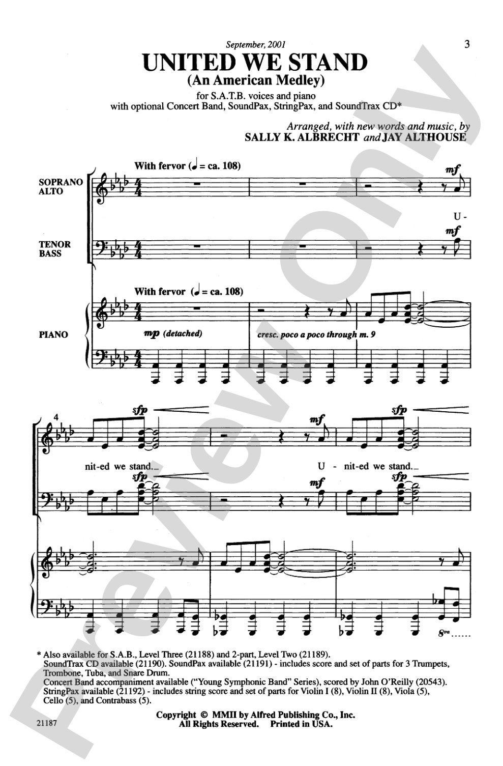 United We Stand (An American Medley): SATB Choral Octavo