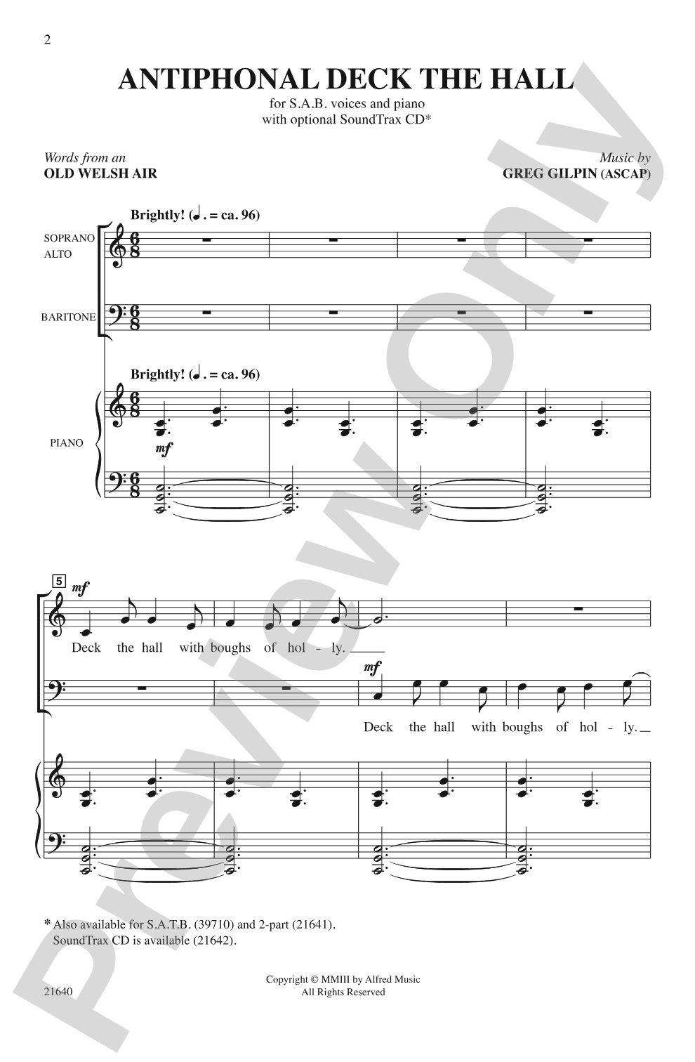 Antiphonal Deck the Hall: SAB Choral Octavo