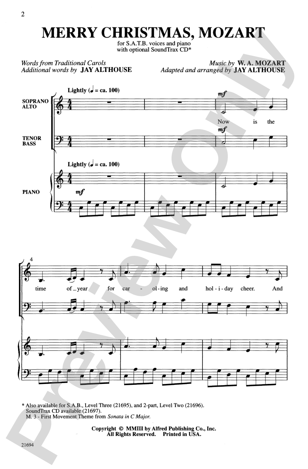 Merry Christmas, Mozart: SATB Choral Octavo