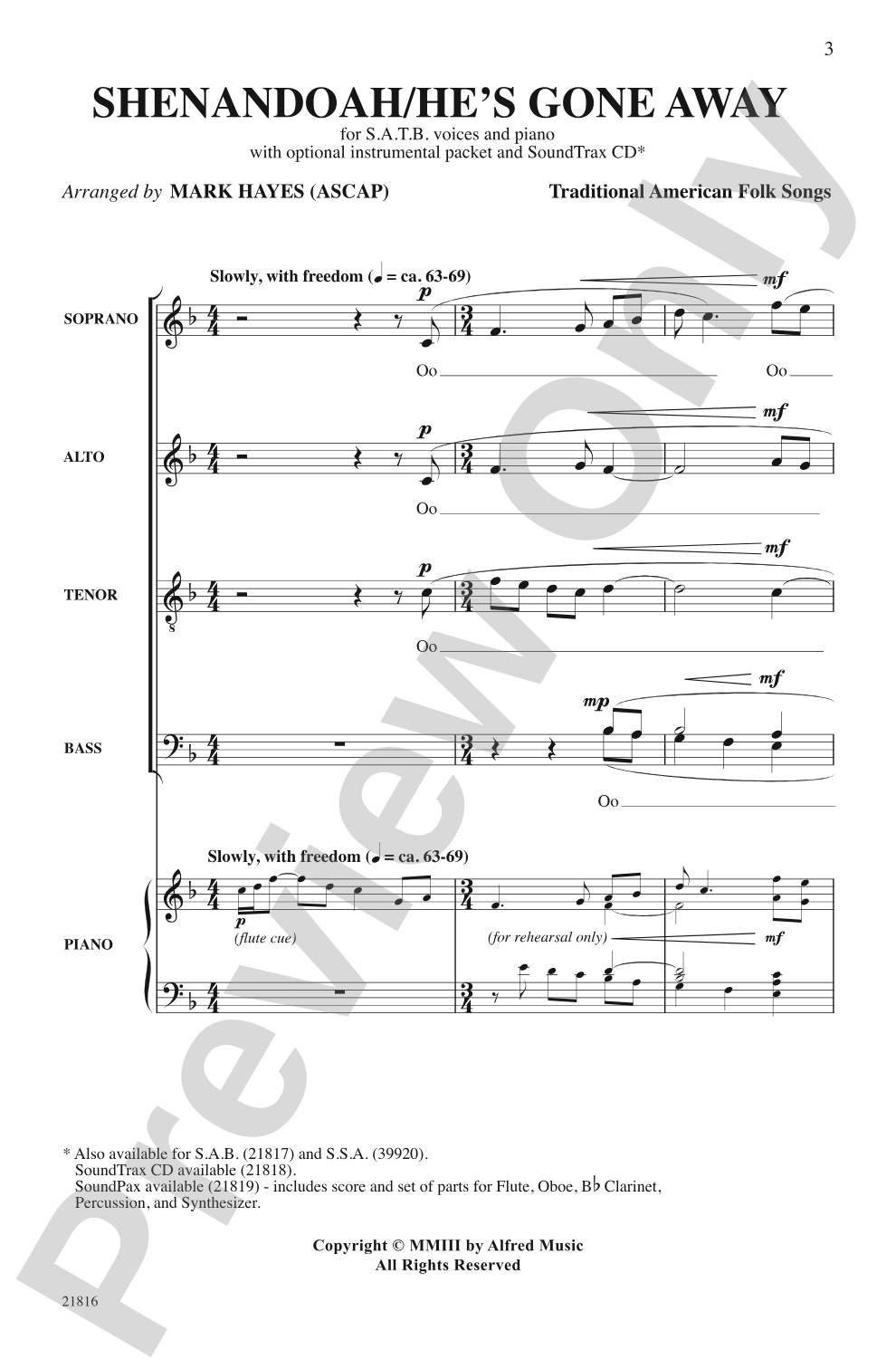 Shenandoah / He's Gone Away: SATB Choral Octavo