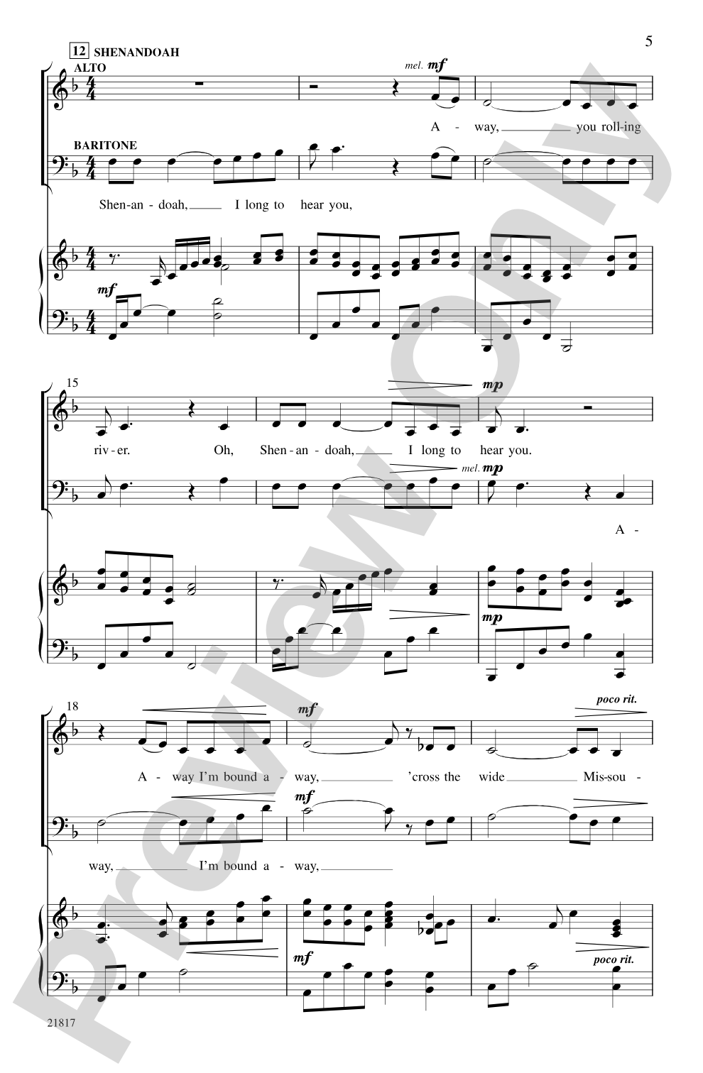 Shenandoah / He's Gone Away: SAB Choral Octavo