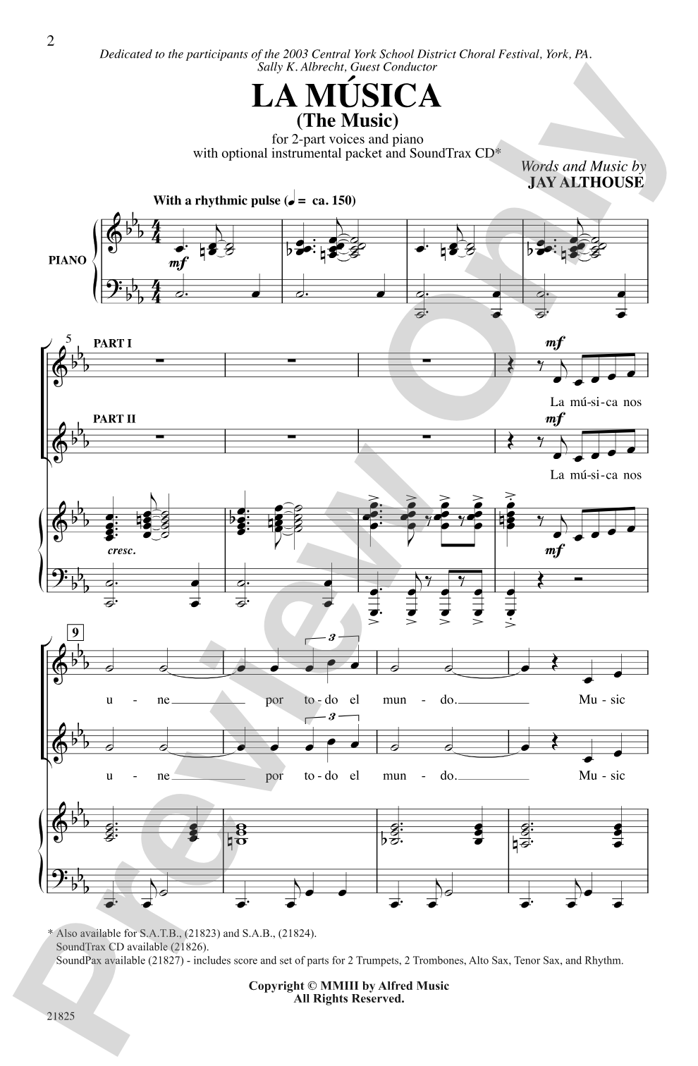 La Musica (The Music): 2-Part Choral Octavo