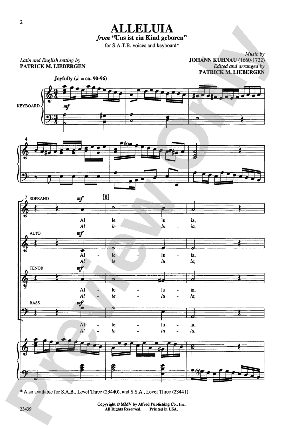 Alleluia (from <i>Uns ist ein Kind geboren</i>): SATB Choral Octavo
