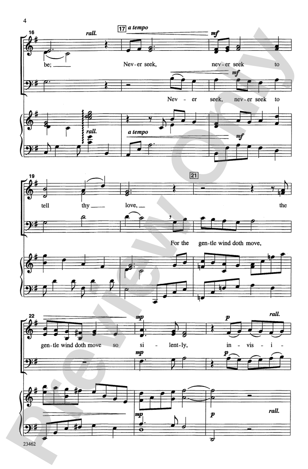 Never Seek to Tell Thy Love: 3-Part Mixed Choral Octavo