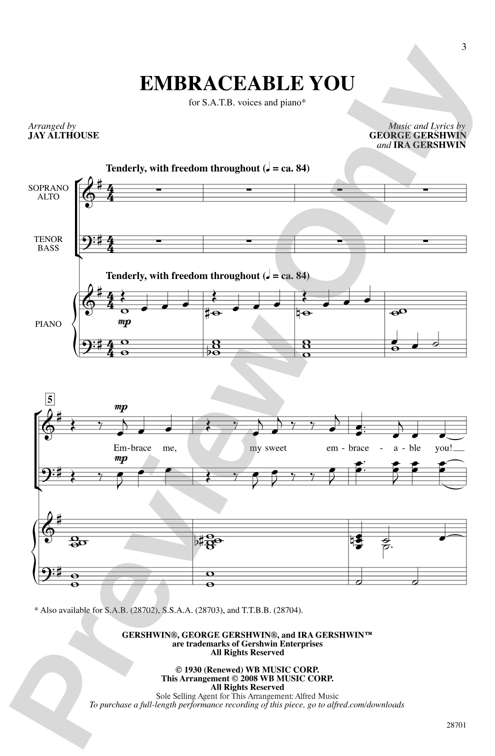 Embraceable You: SATB Choral Octavo