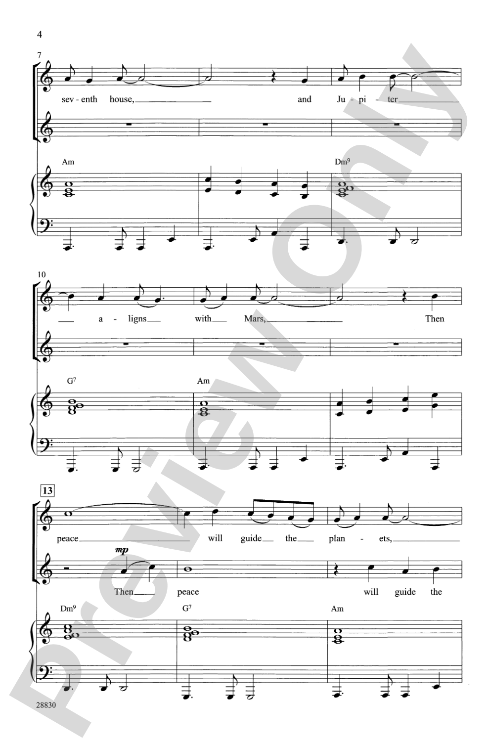 Aquarius / Let the Sunshine In: 2-Part Choral Octavo