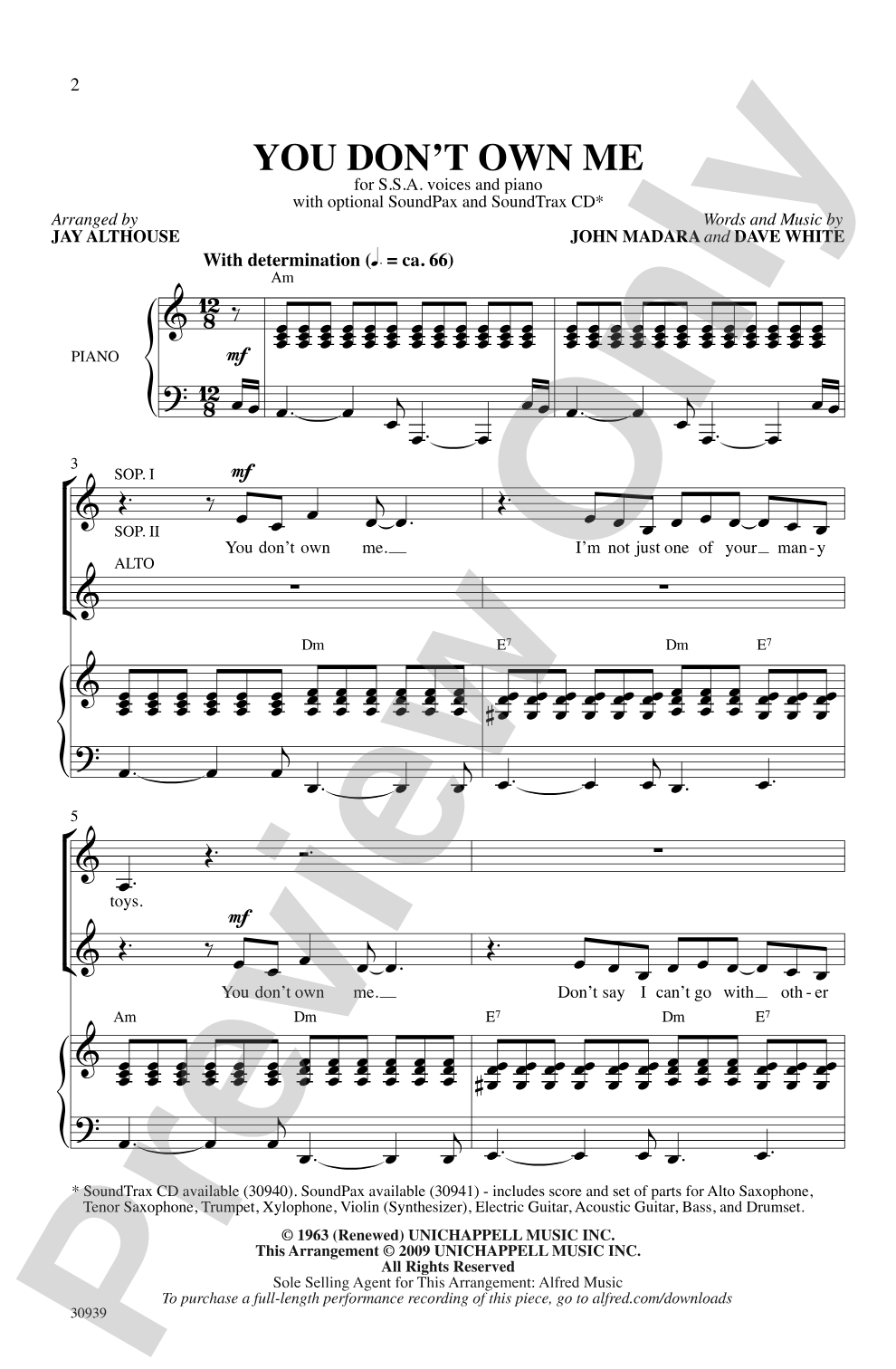 You Don't Own Me: SSA Choral Octavo