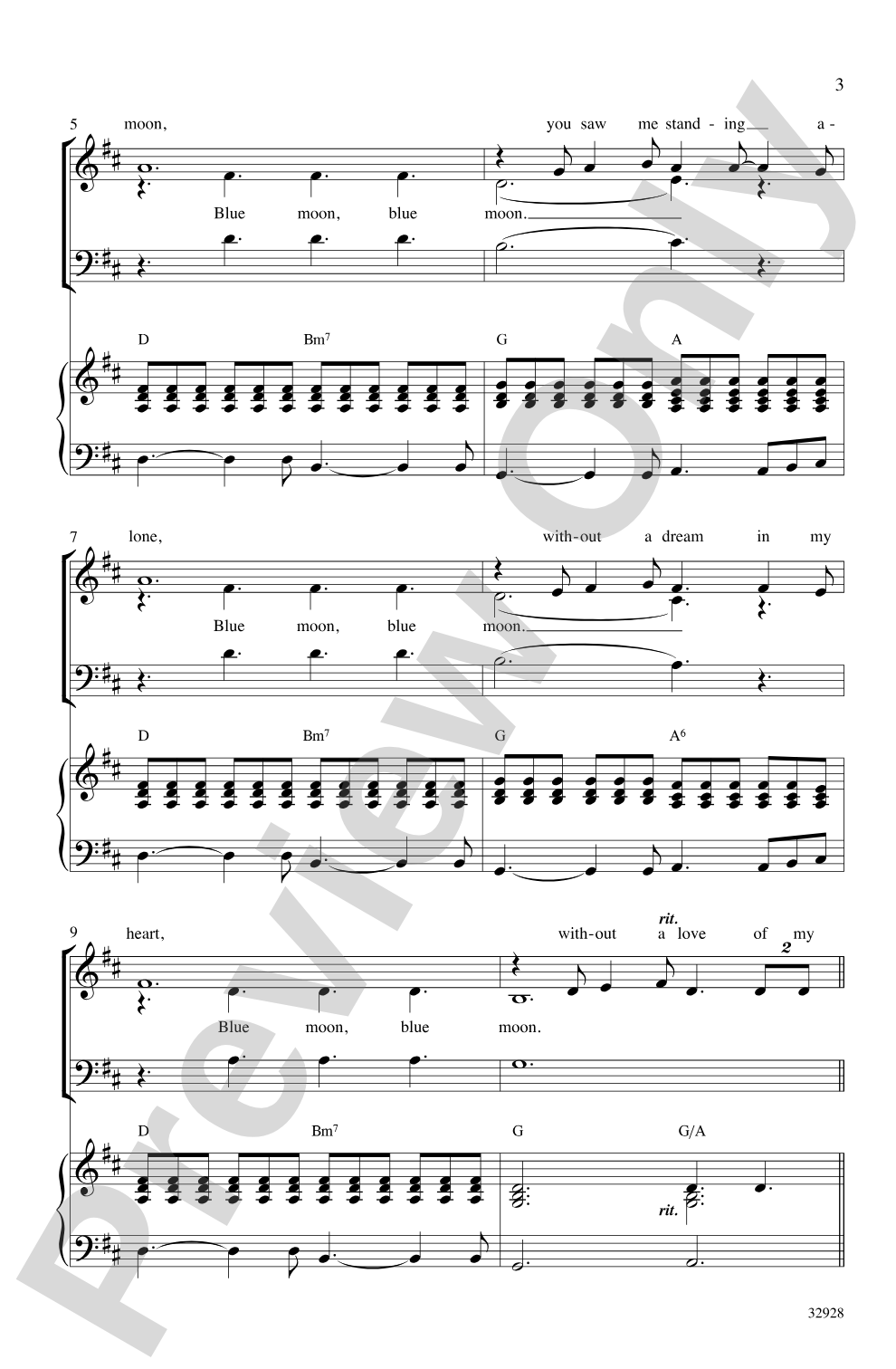 Blue Moon: SAB Choral Octavo