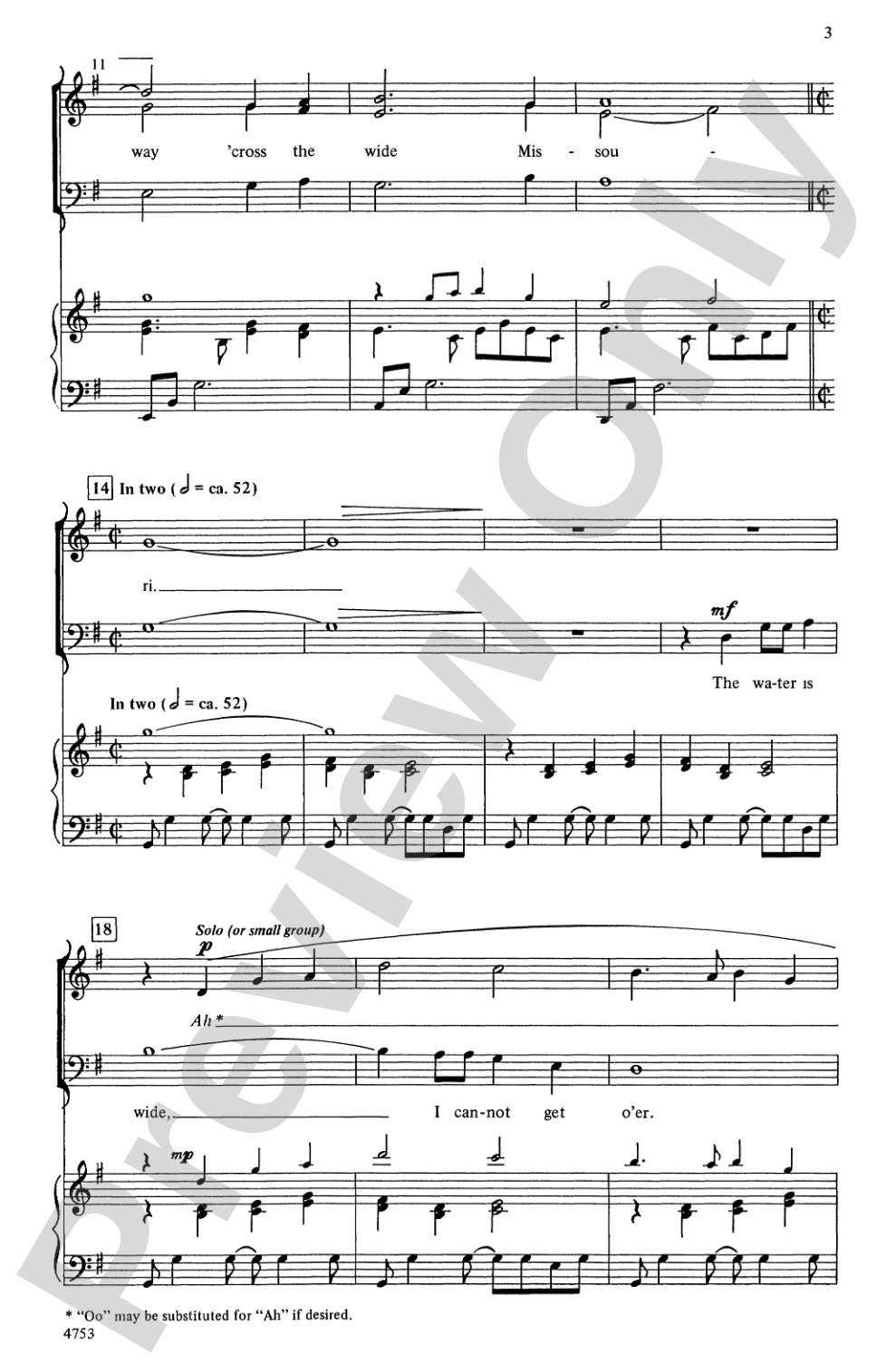 'Cross the Wide Missouri: 3-Part Mixed Choral Octavo