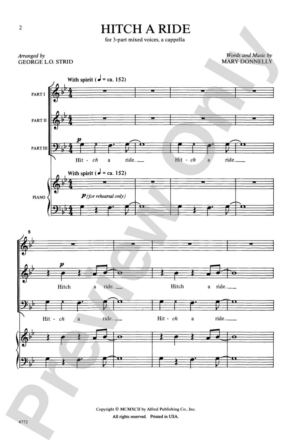Hitch a Ride: 3-Part Mixed, <I>a cappella</I> Choral Octavo
