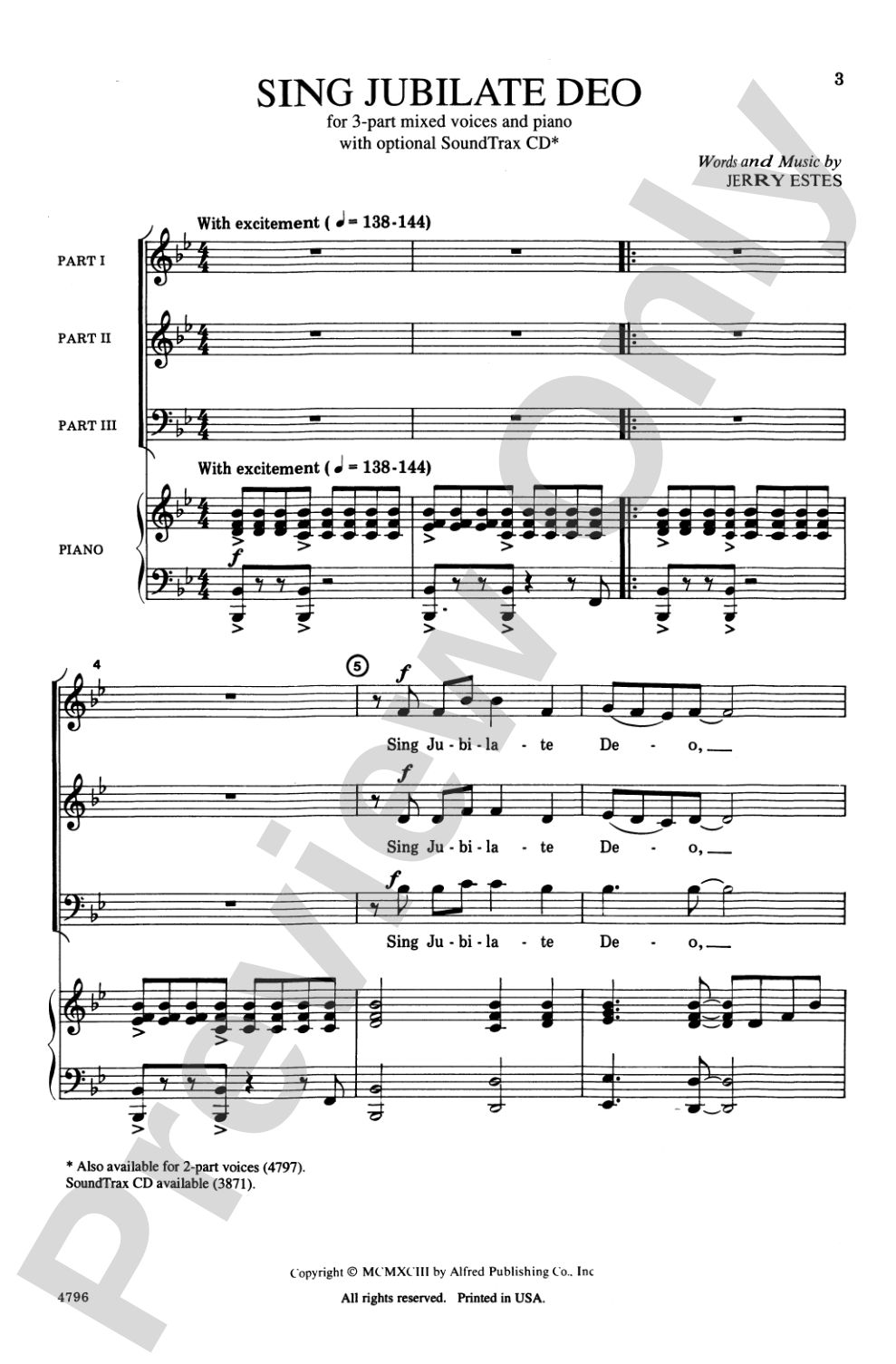 Sing Jubilate Deo: 3-Part Mixed Choral Octavo