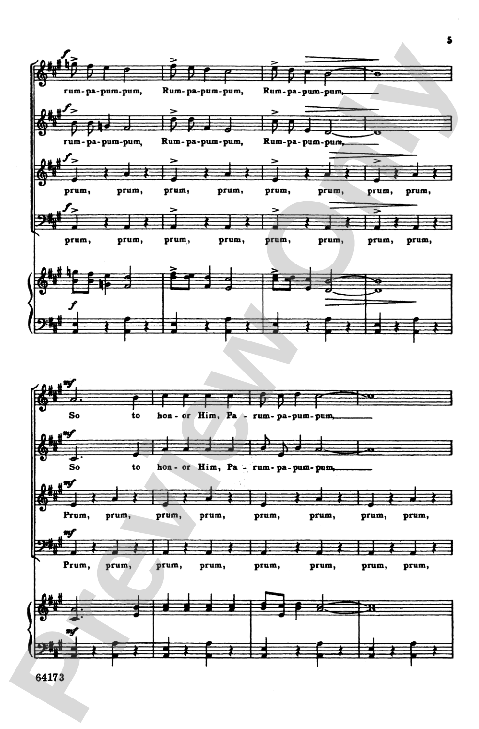 Carol of the Drum: SATB, <I>a cappella</I> Choral Octavo