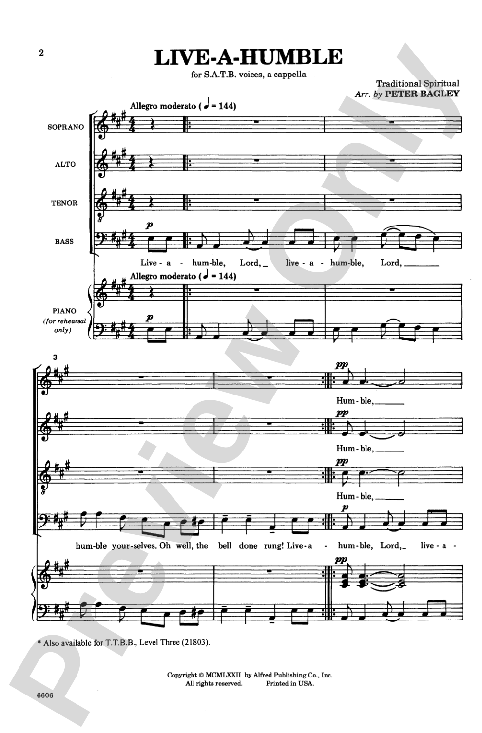 Live-a-Humble: SATB, <I>a cappella</I> Choral Octavo