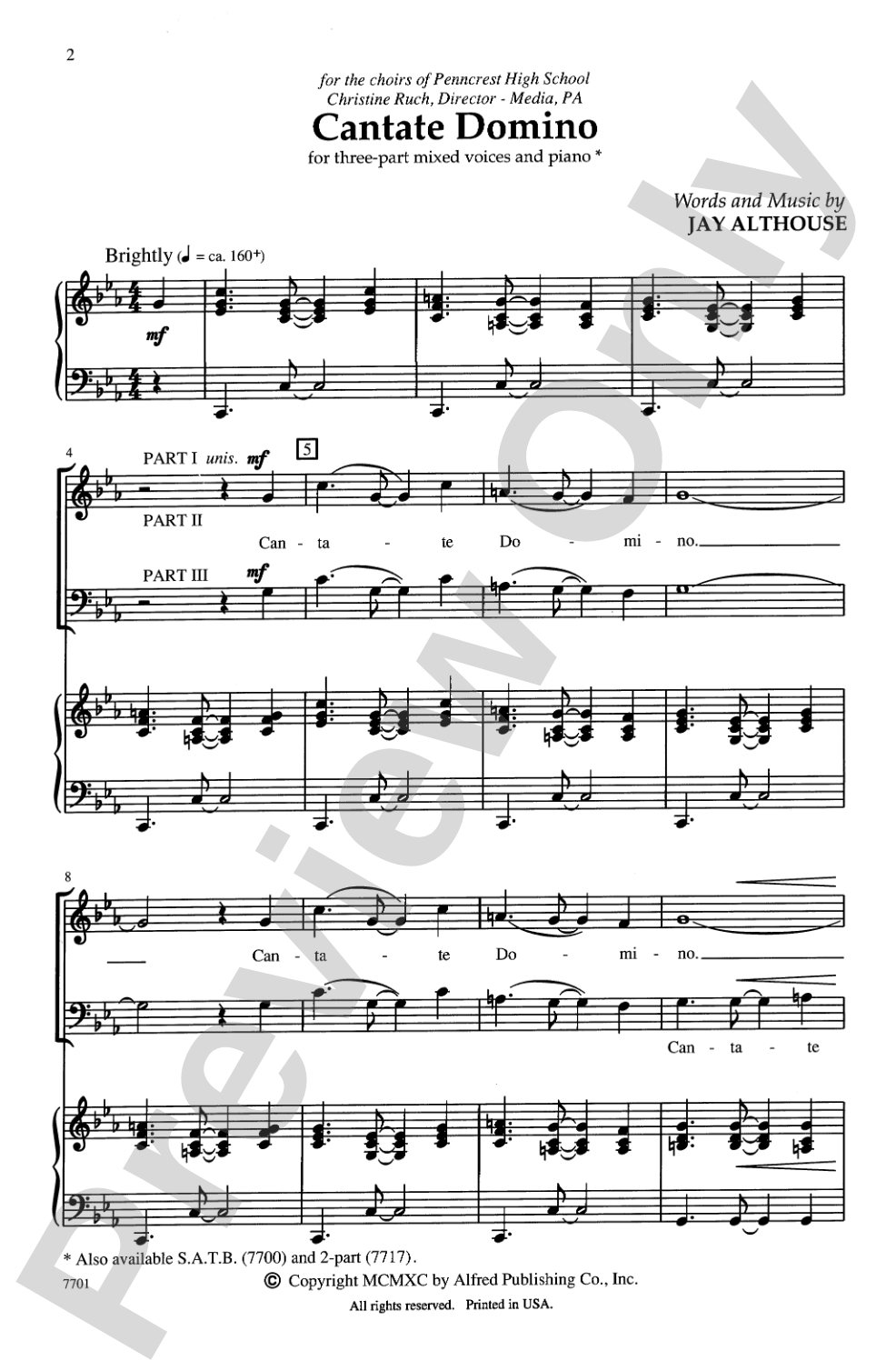 Cantate Domino: 3-Part Mixed Choral Octavo