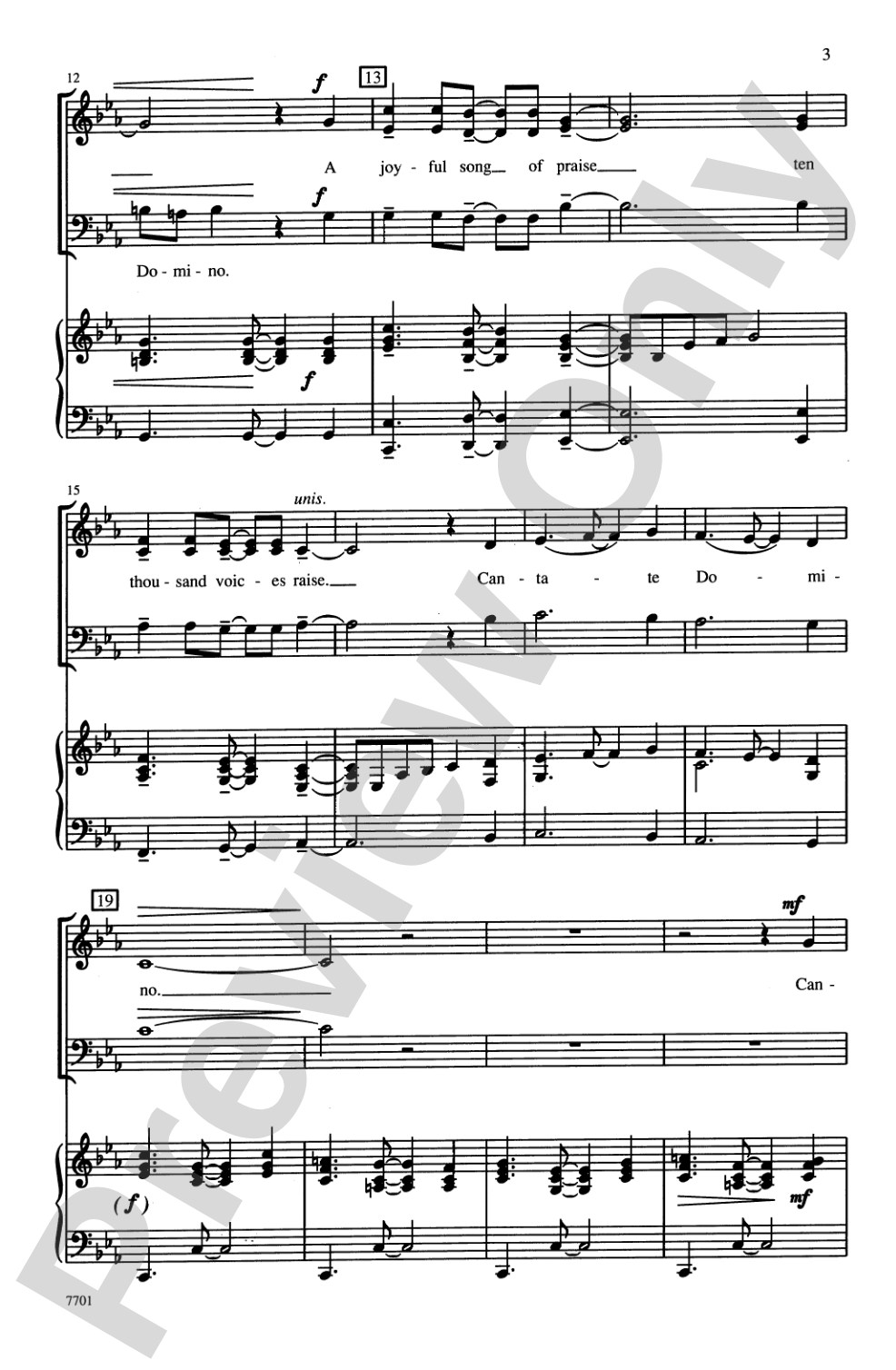 Cantate Domino: 3-Part Mixed Choral Octavo